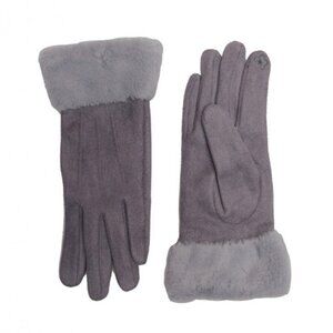 SOLID FUR TRIM TOUCH SCREEN GLOVES